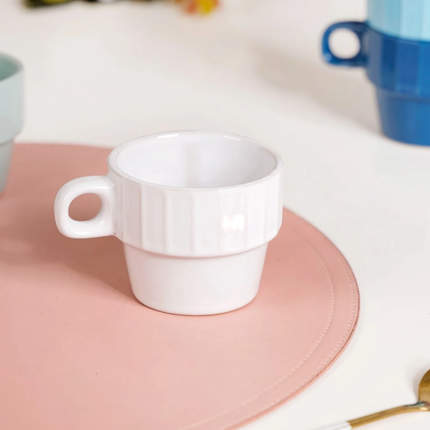 Stackable Mini Tea Cup Set Of 6 Kaori Ocean Tones 90ml - Image 9