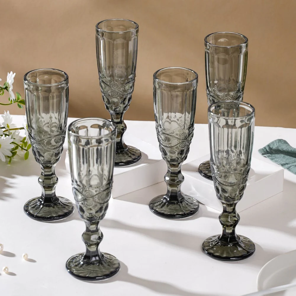 Stemmed Glass Ash Grey Set Of 6 150 ml - Image 3