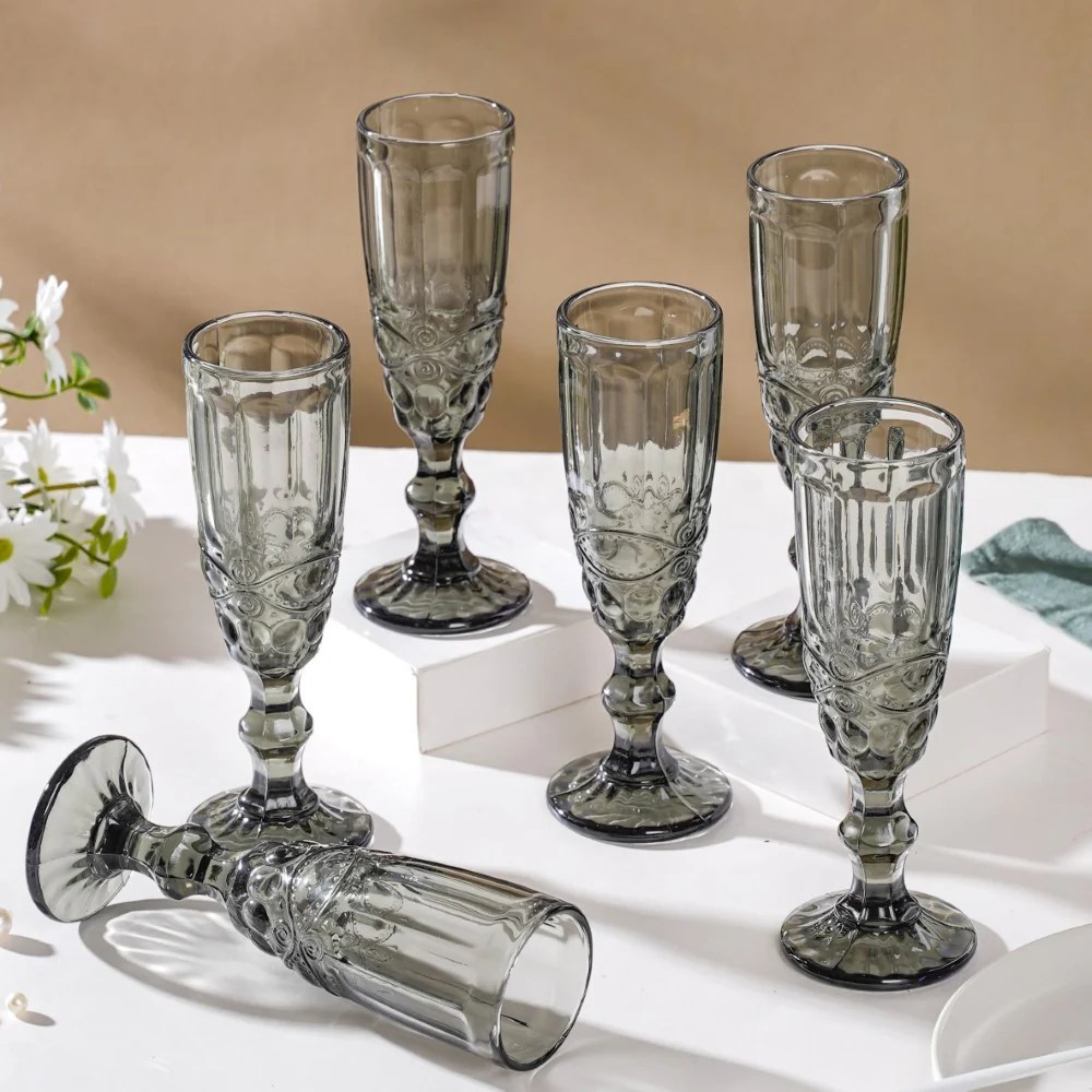 Stemmed Glass Ash Grey Set Of 6 150 ml - Image 4