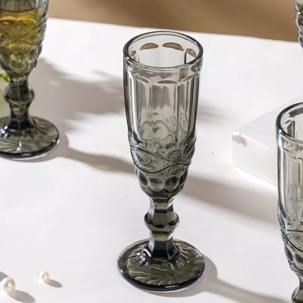 Stemmed Glass Ash Grey Set Of 6 150 ml - Image 5