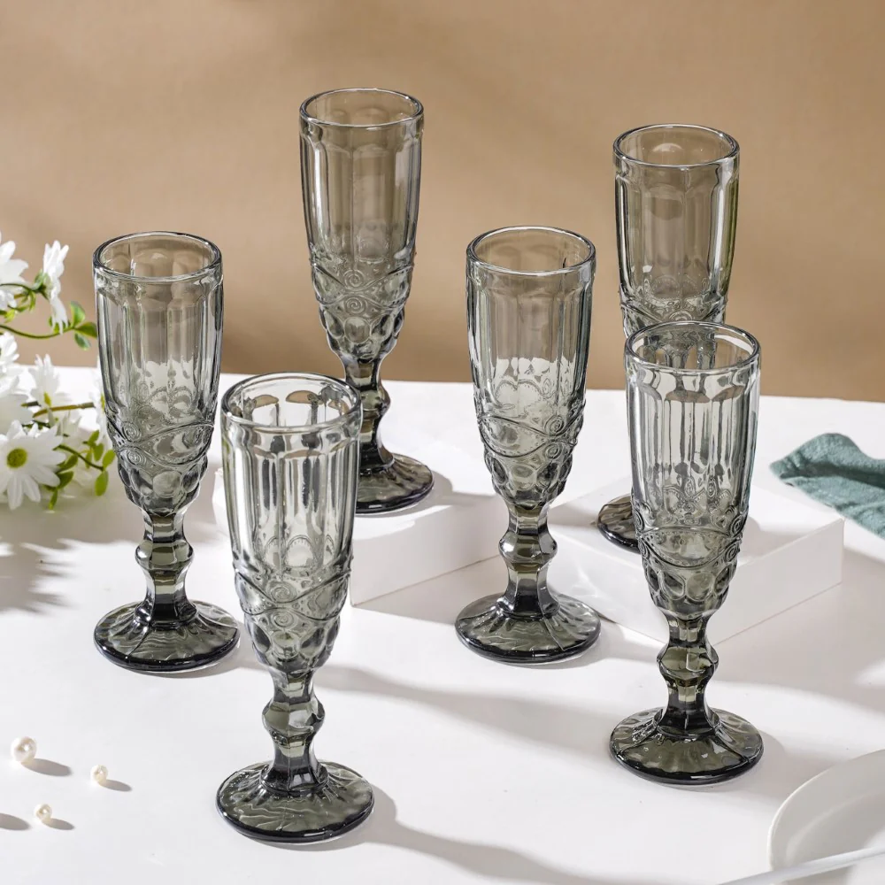 Stemmed Glass Ash Grey Set Of 6 150 ml - Image 6