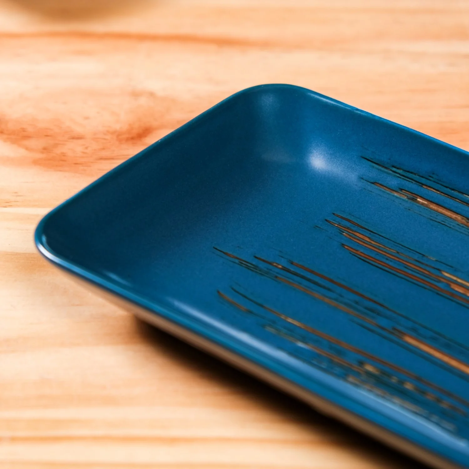 Stoneware Small Platter Navy Blue Set Of 4 8 Inch - Image 4