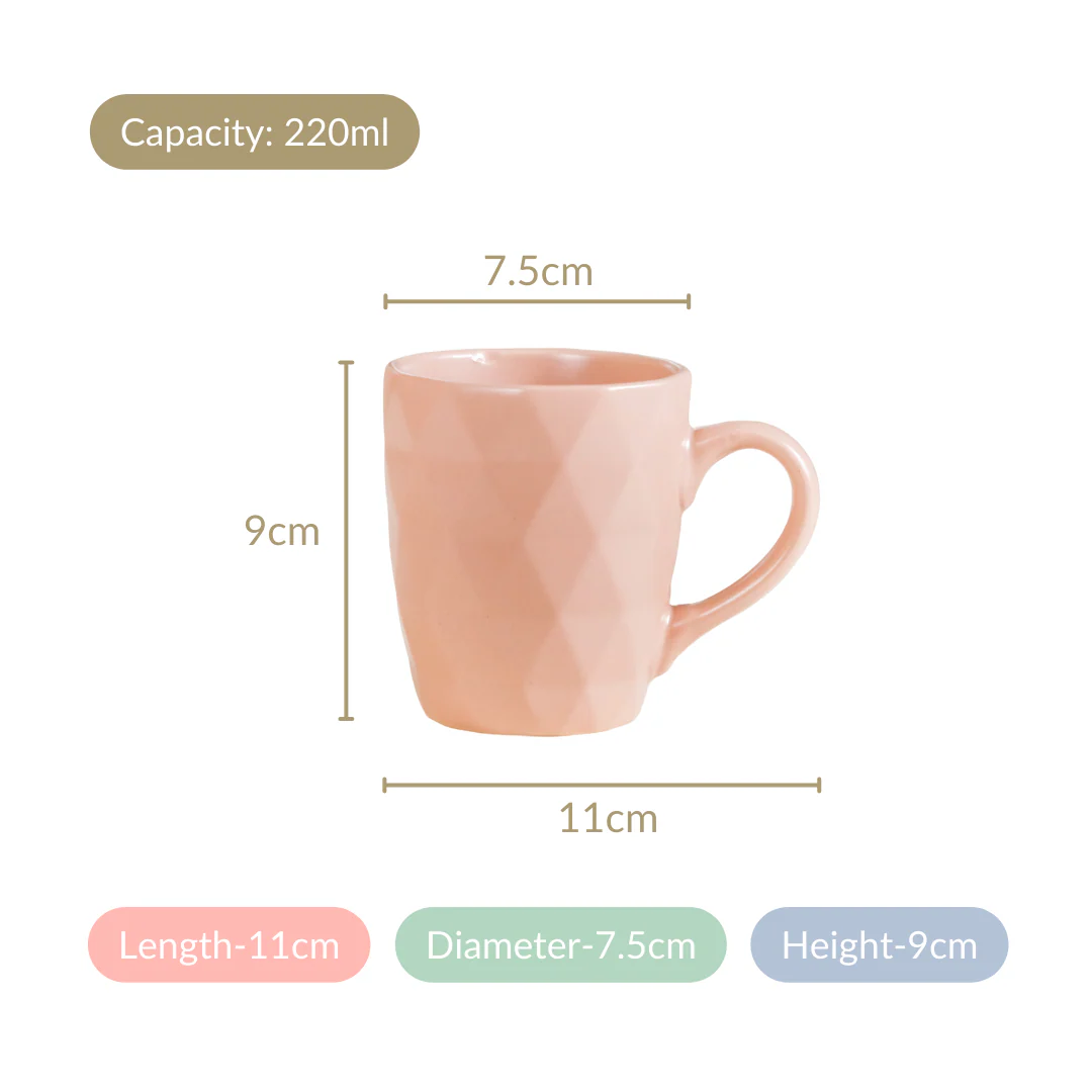 Subtle Pink Cup Set Of 6 Ideal For Tea Coffee 220ml - Image 4