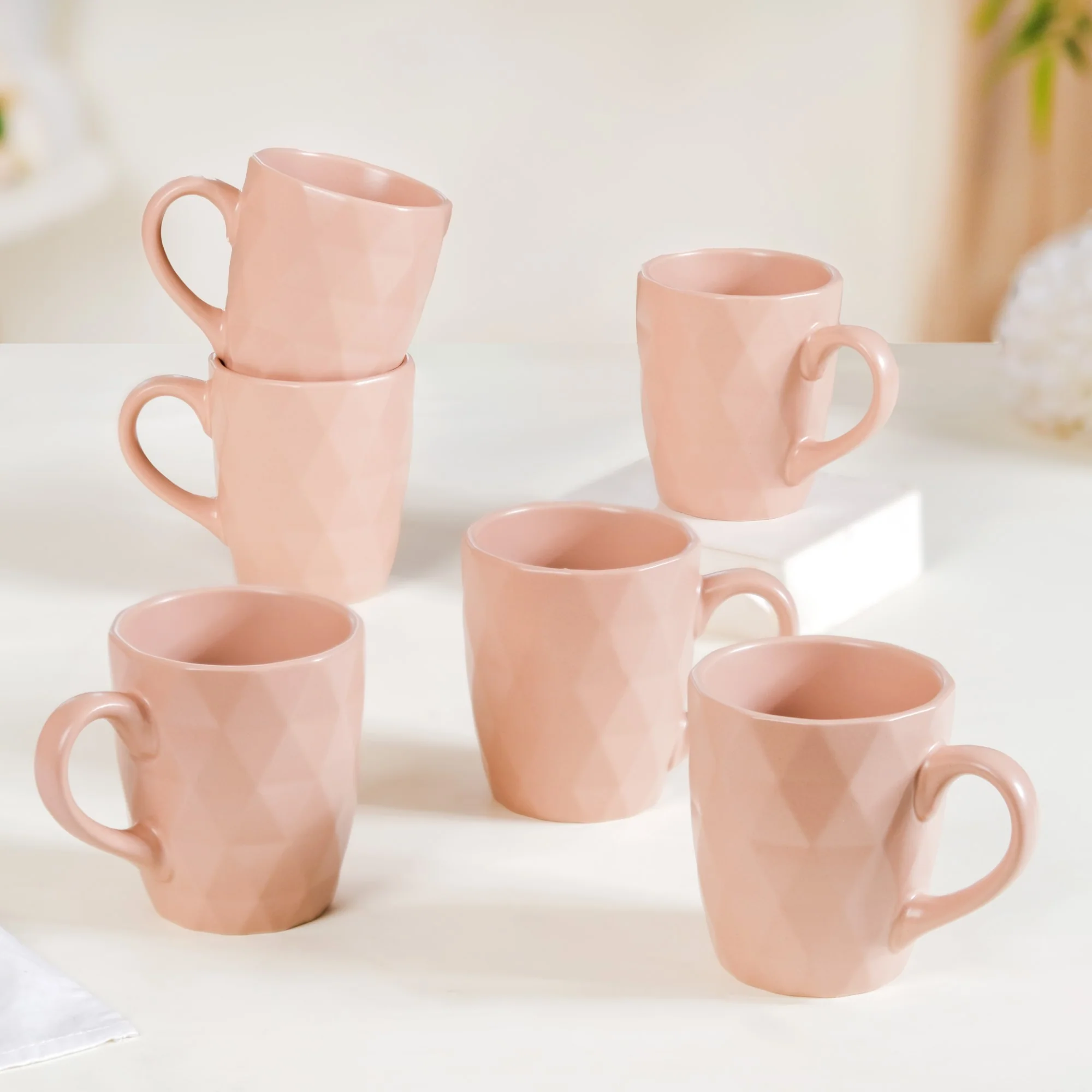 Subtle Pink Cup Set Of 6 Ideal For Tea Coffee 220ml - Image 5