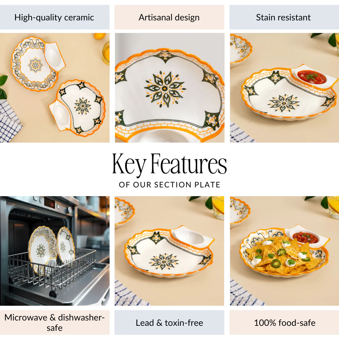 Sunny Bloom Ceramic Section Plate Set Of 2 - Image 5