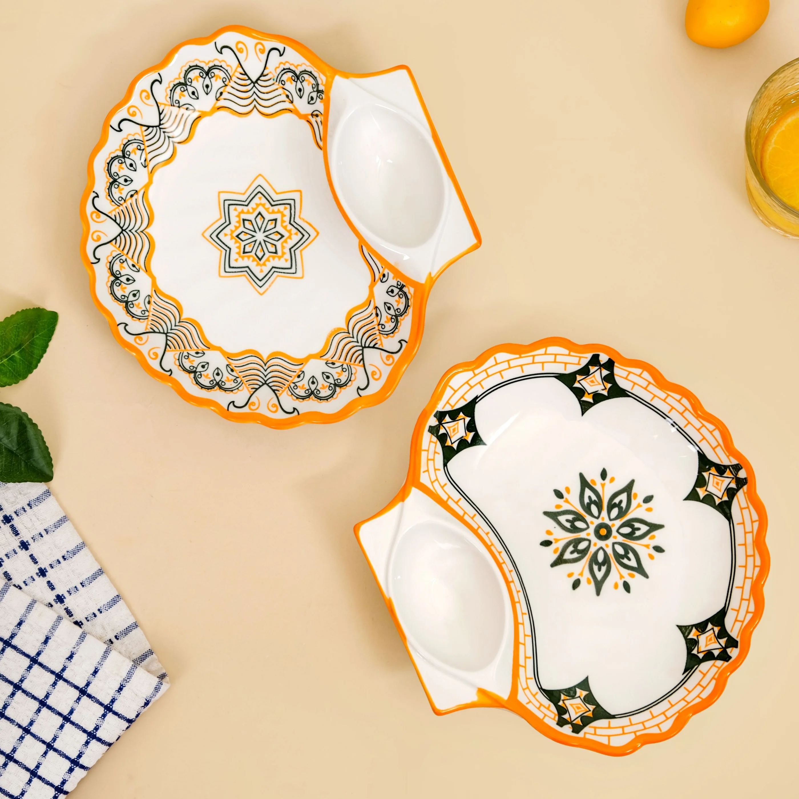 Sunny Bloom Ceramic Section Plate Set Of 2 - Image 7