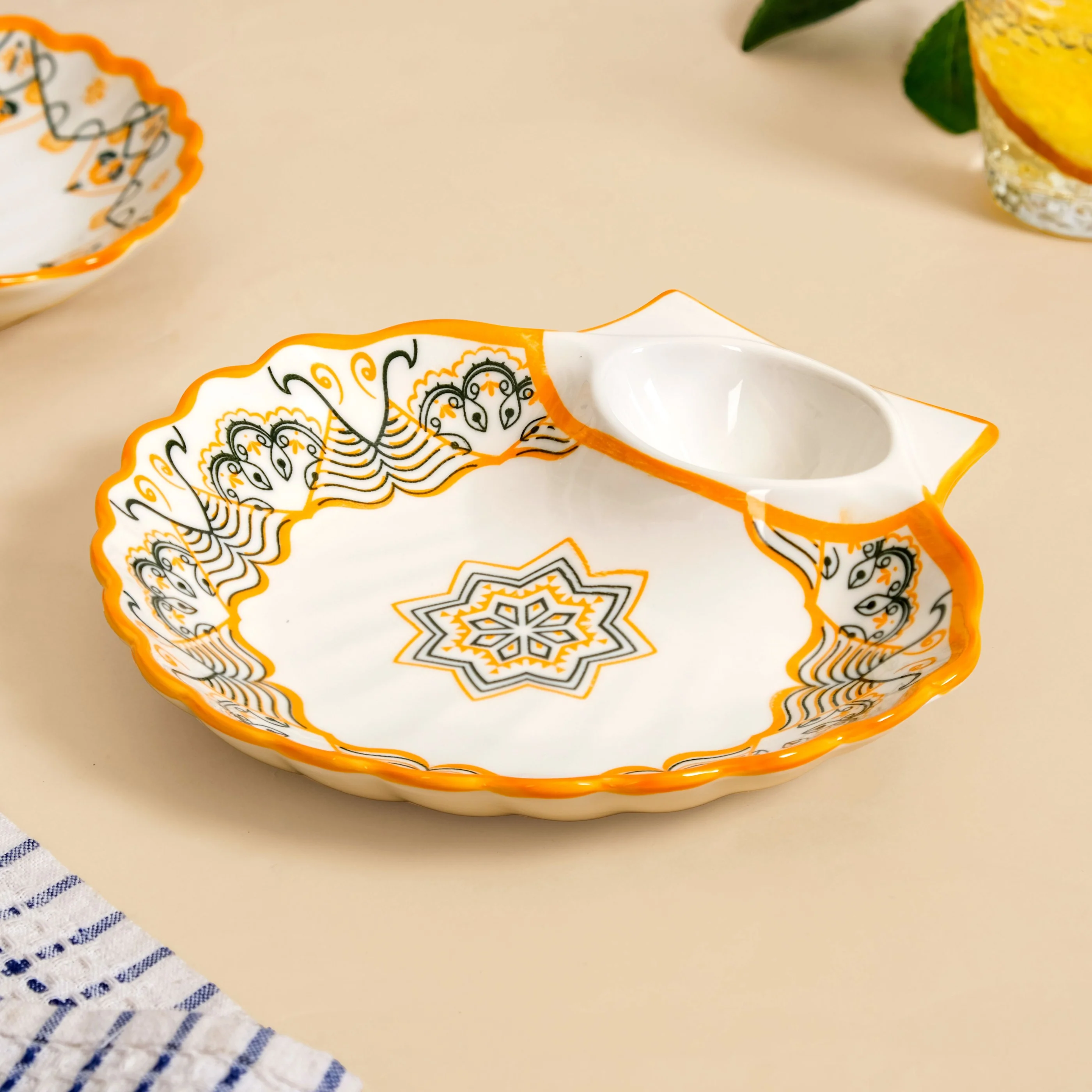 Sunny Bloom Ceramic Section Plate Set Of 2 - Image 9