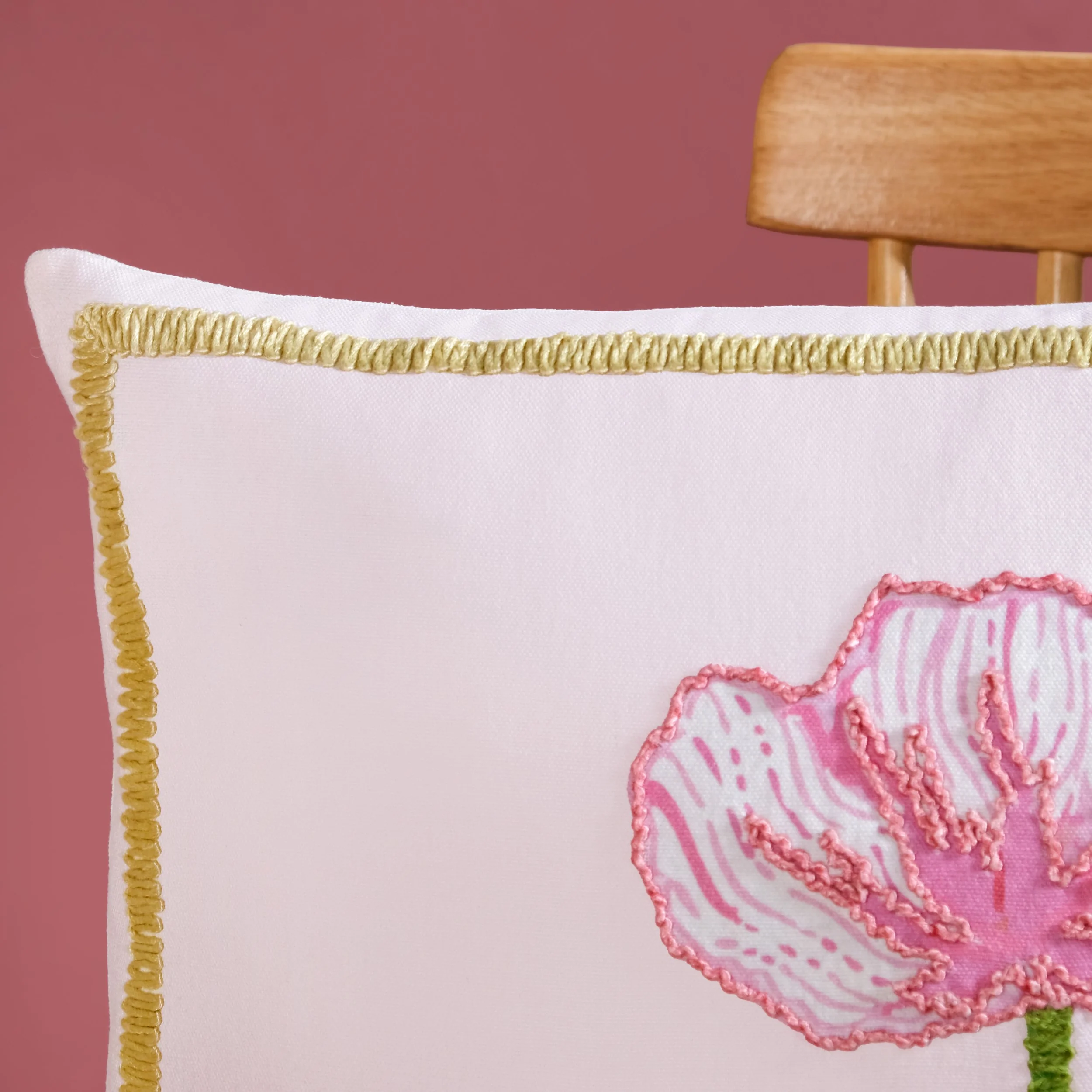 Tale of Two Blooms Embroidered Cushion Cover 40x40cm - Image 7