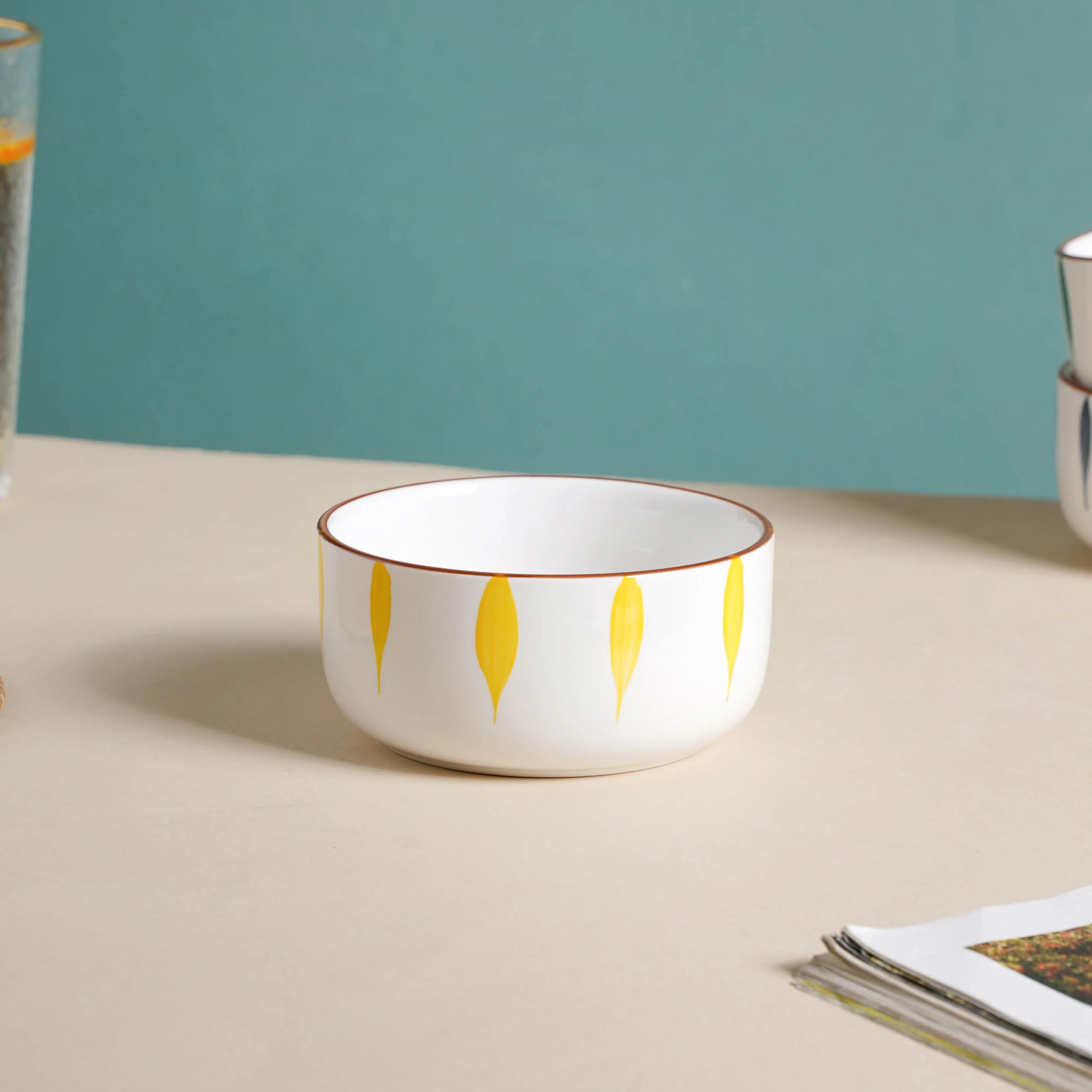 Teardrop Ceramic Soup Bowl Yellow - Image 4