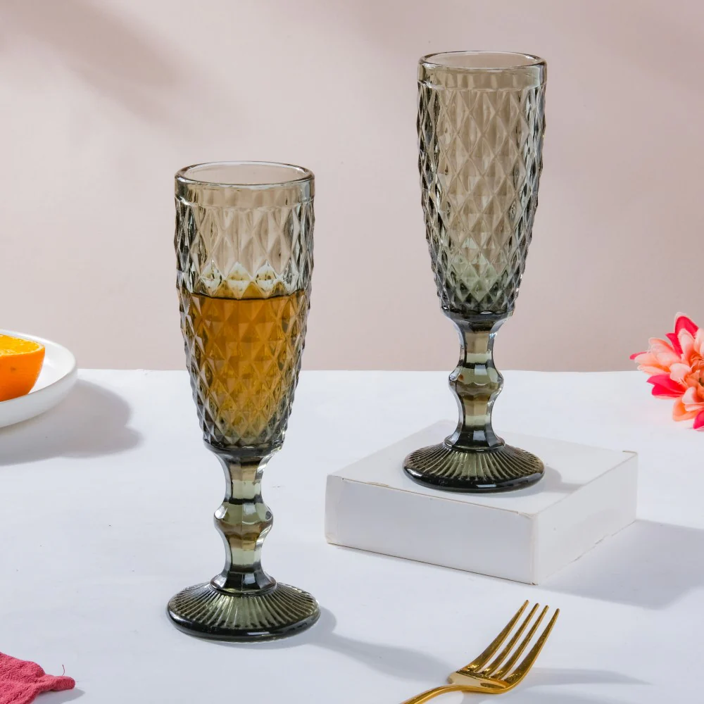 Textured Glassware Ash Grey Set Of 6 150 ml - Image 10