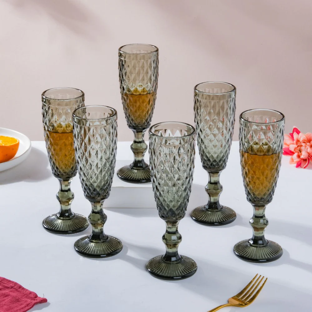 Textured Glassware Ash Grey Set Of 6 150 ml - Image 4