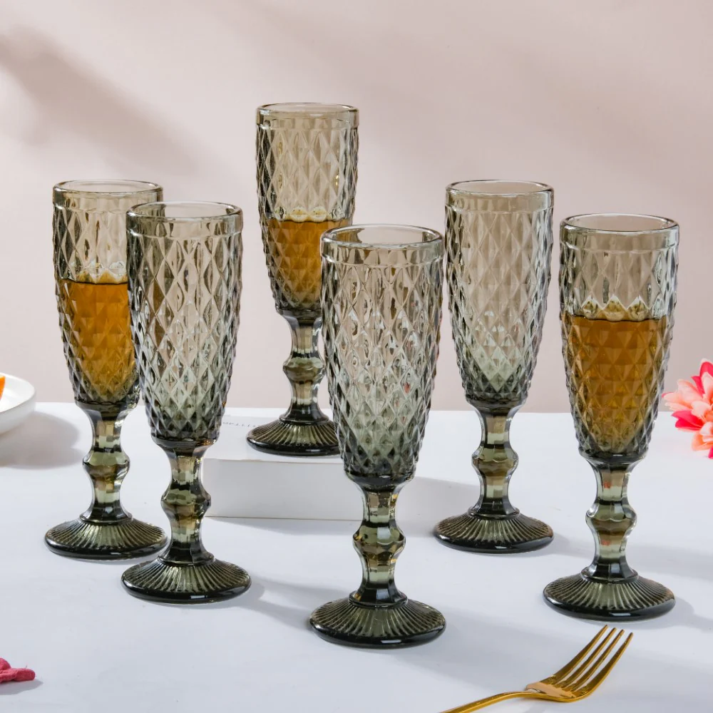 Textured Glassware Ash Grey Set Of 6 150 ml - Image 5