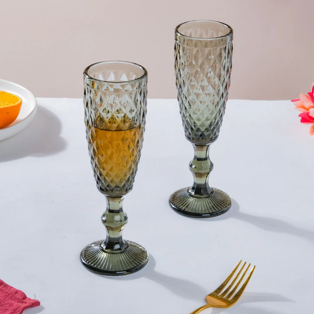 Textured Glassware Ash Grey Set Of 6 150 ml - Image 6