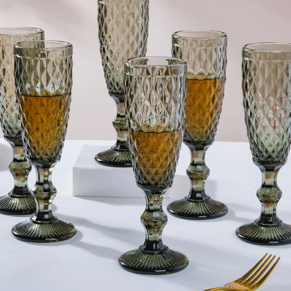 Textured Glassware Ash Grey Set Of 6 150 ml - Image 7