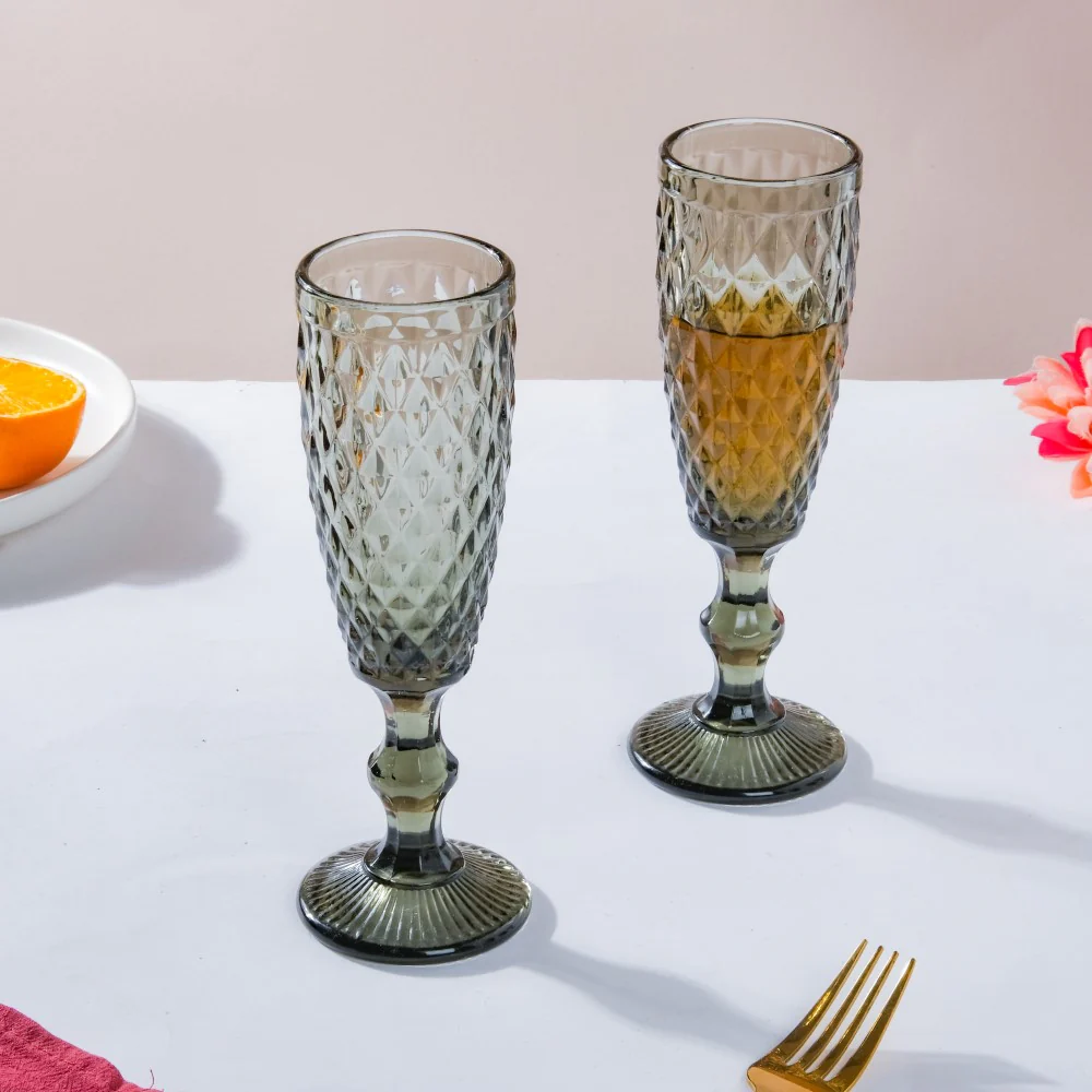 Textured Glassware Ash Grey Set Of 6 150 ml - Image 9