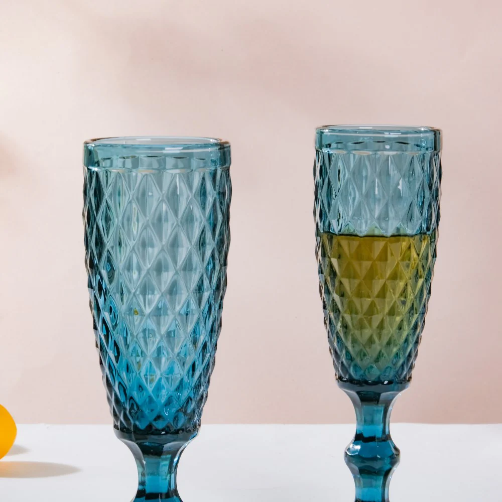 Textured Glassware Blue Set Of 6 150 ml - Image 4