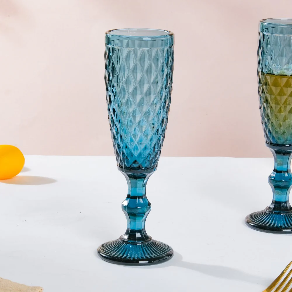 Textured Glassware Blue Set Of 6 150 ml - Image 7