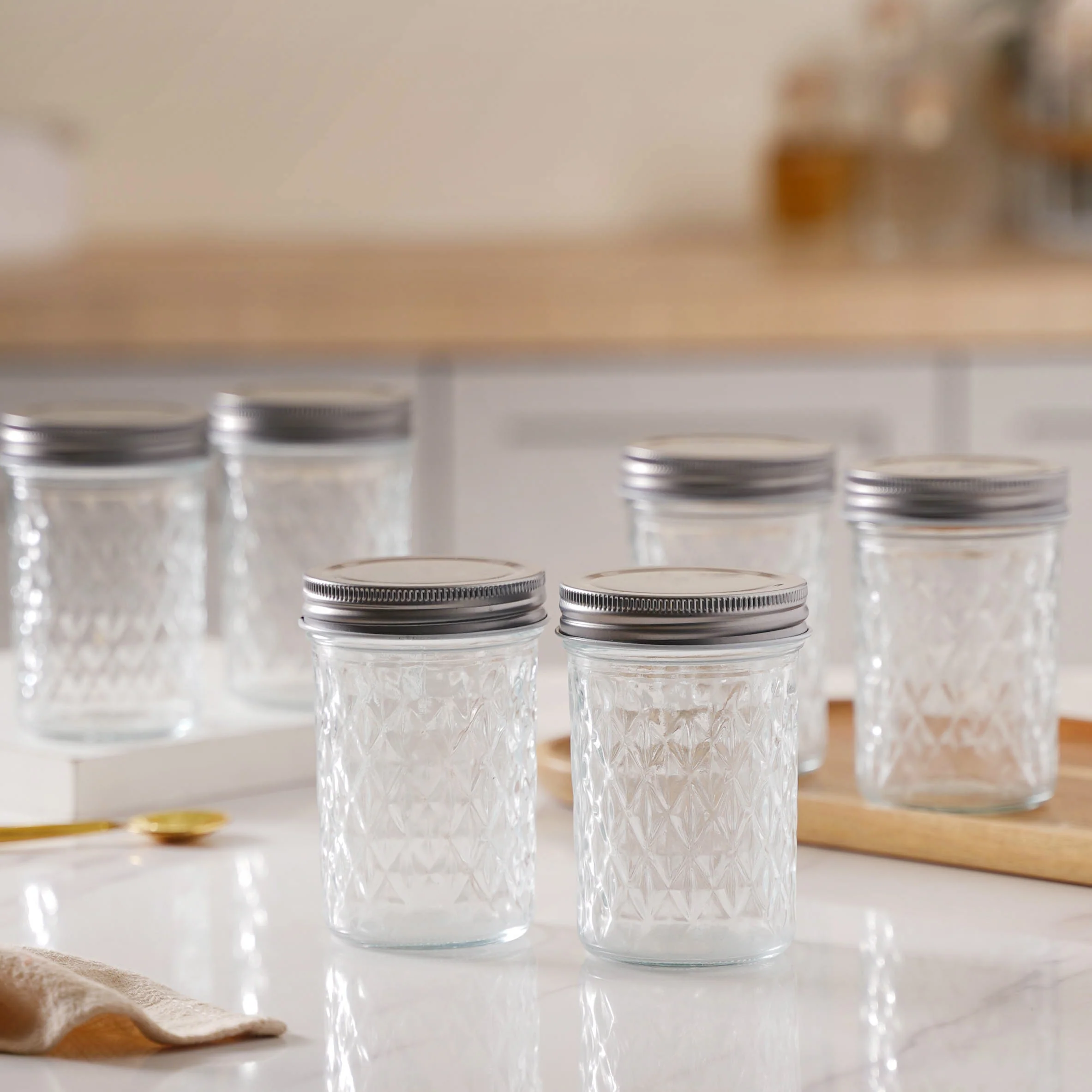 Textured Mason Jar Medium Set of 6 - Image 3