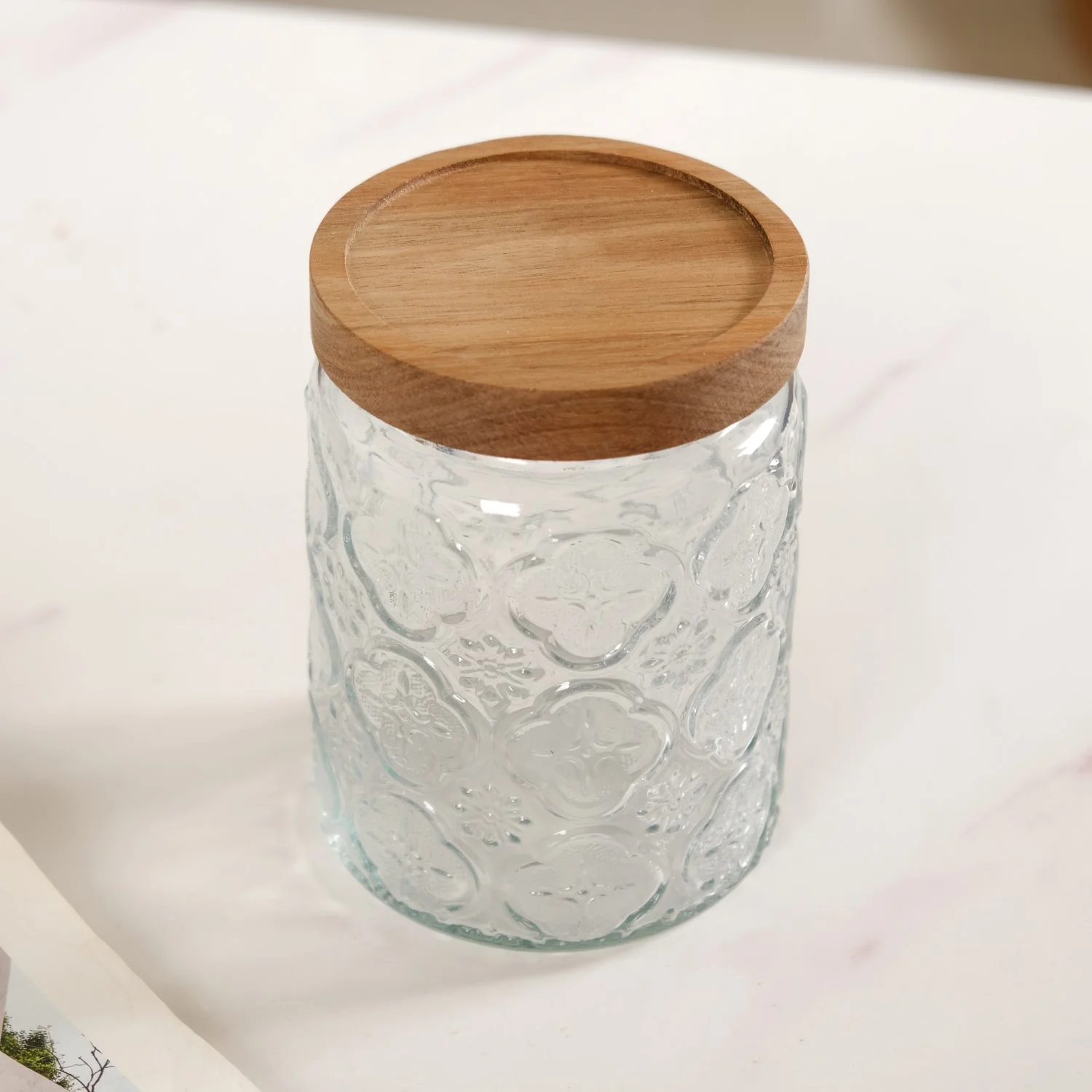 Vintage Patterned Glass Jar With Lid Set Of 4 700ml - Image 6