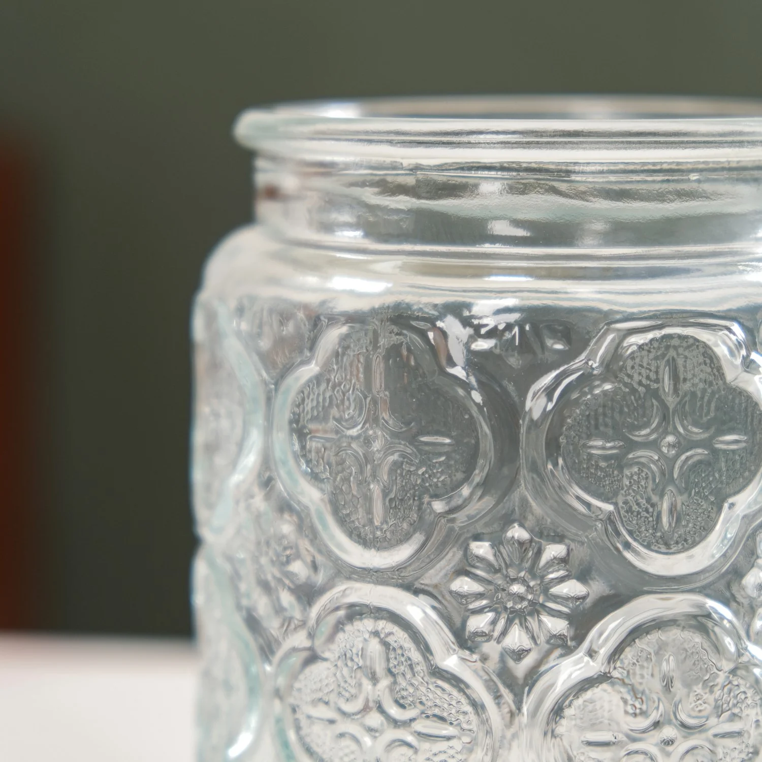 Vintage Patterned Glass Jar With Lid Set Of 4 700ml - Image 7