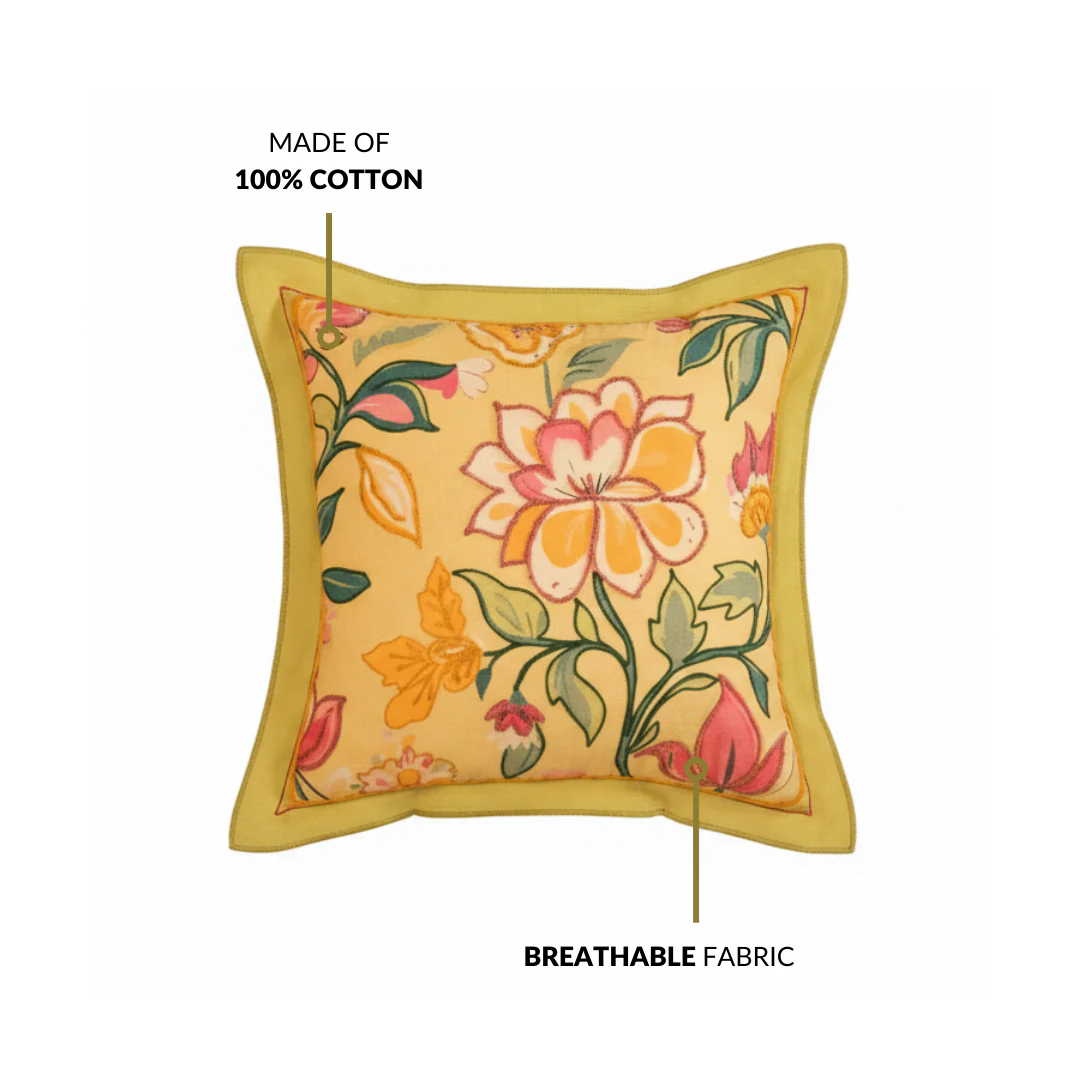Wild Petals Embroidered Cotton Cushion Cover 40x40cm - Image 5