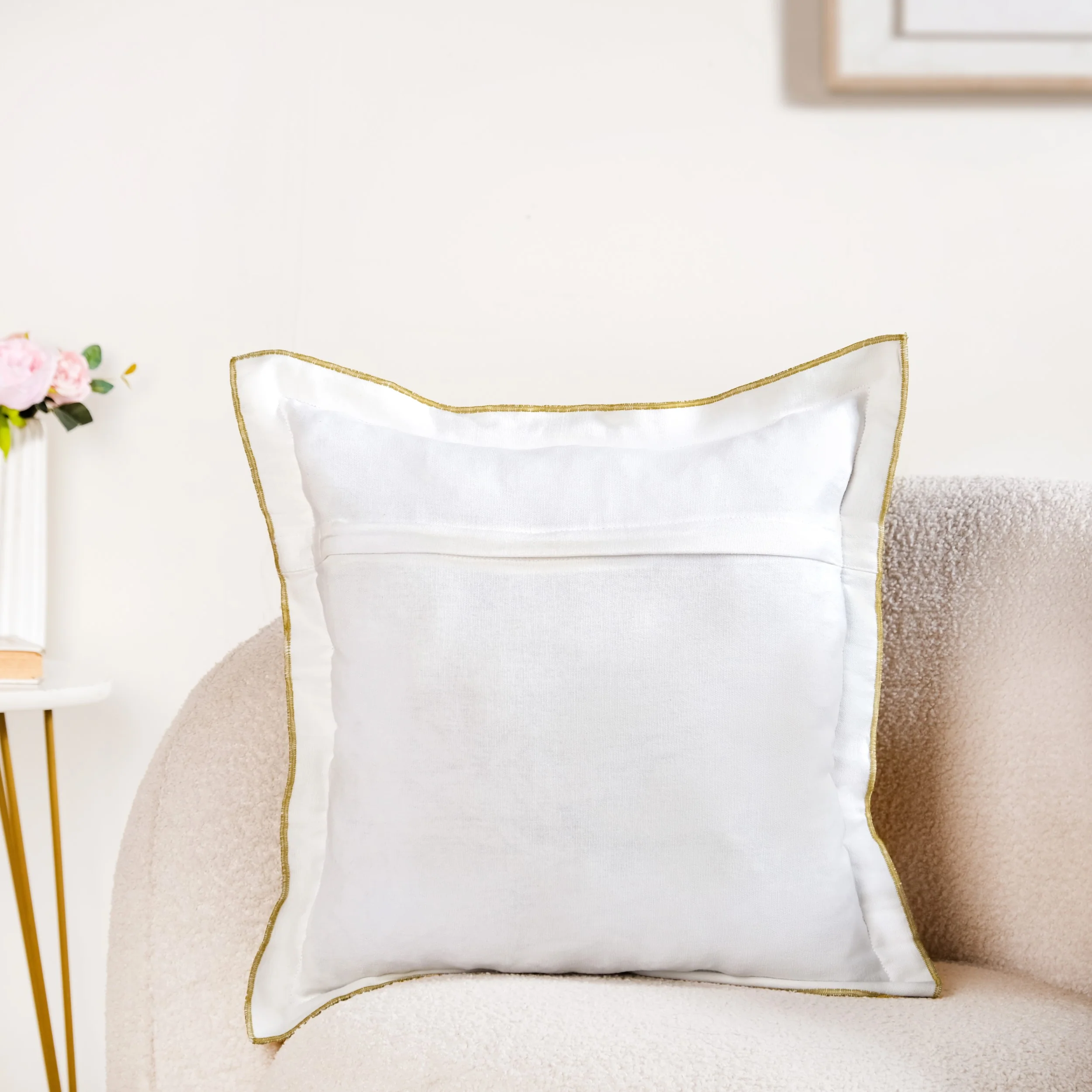 Wild Petals Embroidered Cotton Cushion Cover 40x40cm - Image 9