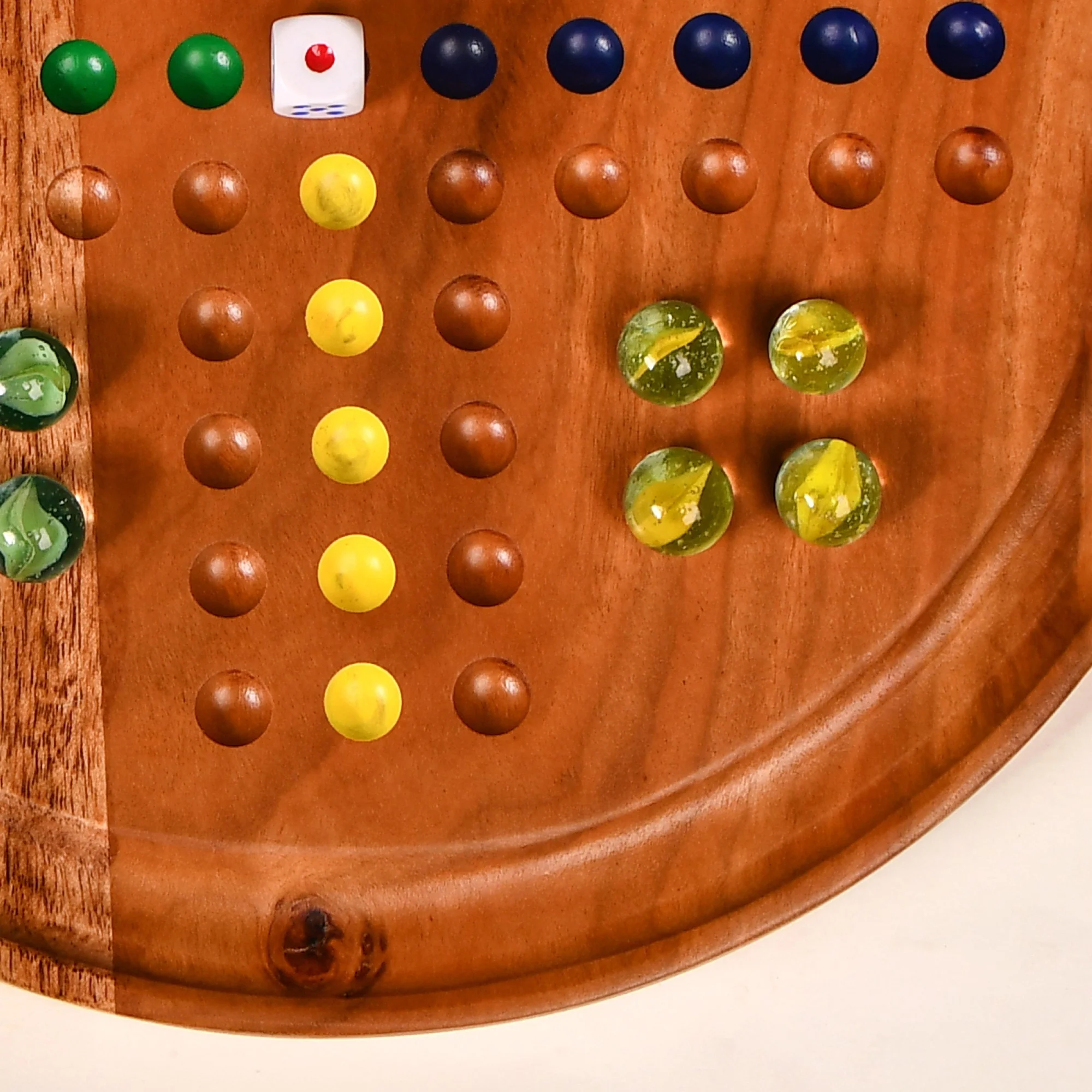Wooden Ludo Solitaire 2-in-1 Game With Glass Marbles - Image 6
