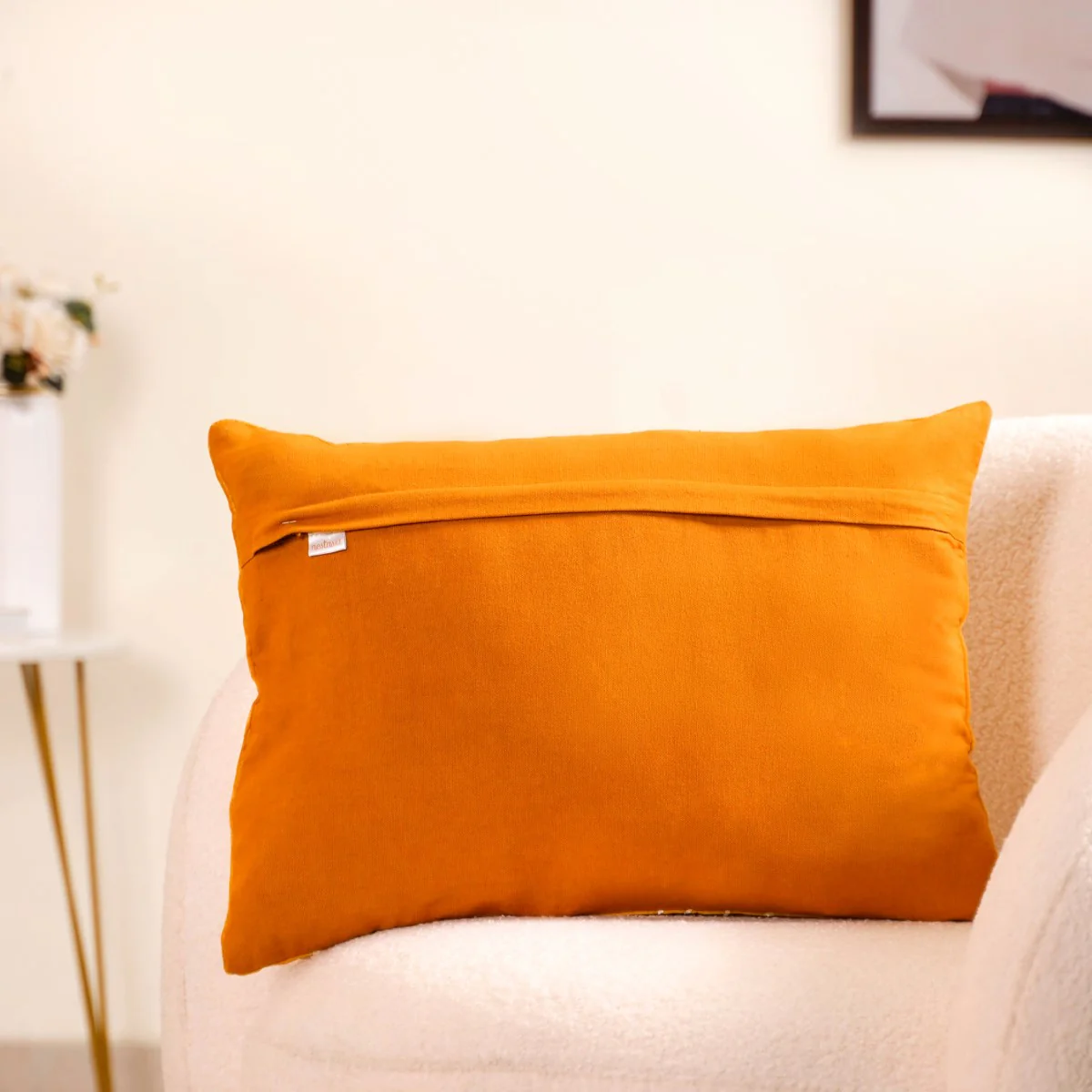 Yellow Spring Summer Embroidered Velvet Cushion Cover 20x14 Inch - Image 8